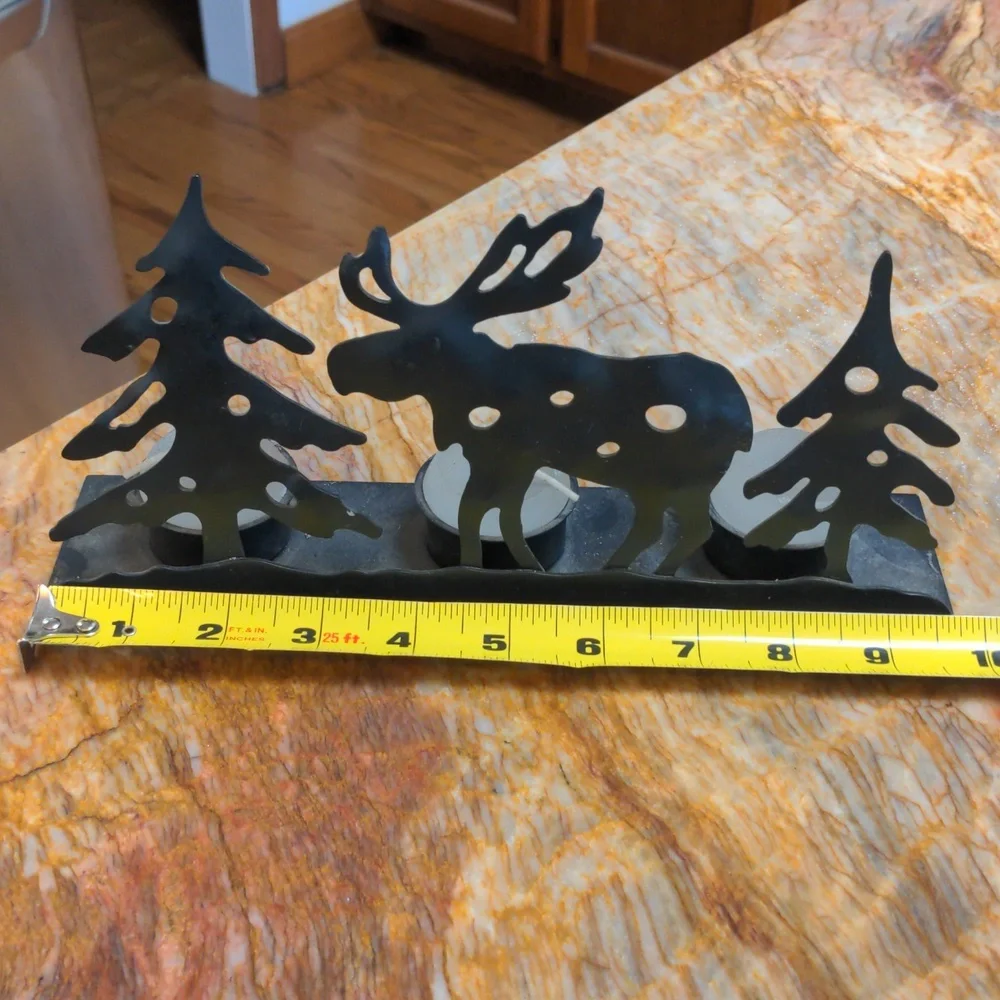 Metal Moose and Tree Decoration Tea Candle Holder